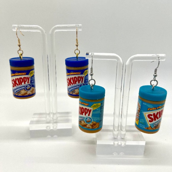 Kylie Wylie Customs Jewelry - Peanut Butter Earrings - BFF Earrings - Mini Brands Earrings - Skippy Earrings